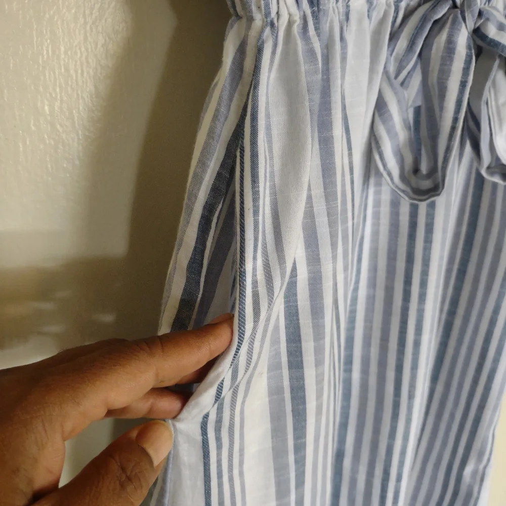Japna Blue & White Striped Spaghetti Strap Dress Size M - Picture 6 of 11
